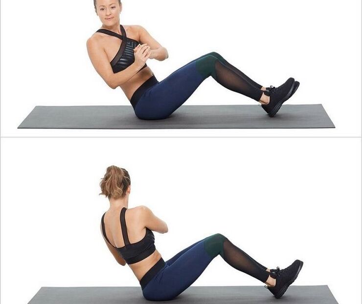旋转坐着以减轻两侧和腹部的重量